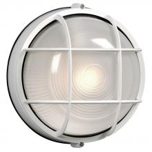  305011WH 218EB - Outdoor Cast Aluminum Marine Light with Guard - in White finish with Frosted Glass (Wall or Ceiling